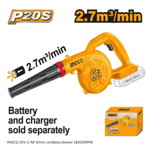 INGCO 20V 2.7M^3/min cordless blower 18000RPM