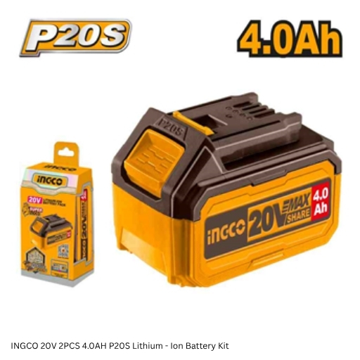 INGCO 20V 2PCS 4.0AH P20S Lithium - Ion Battery Kit