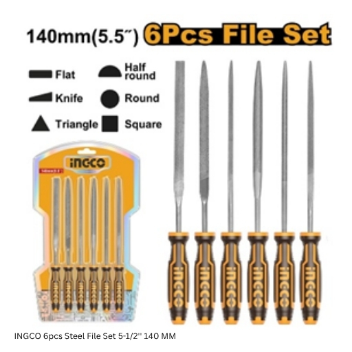 INGCO 6pcs Steel File Set 5-1/2'' 140 MM