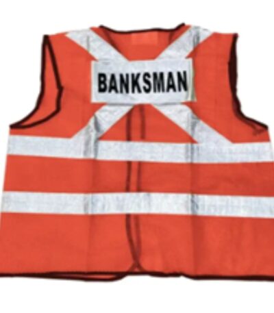 High‑visibility Banksman safety vest — reflective tape and breathable fabric for day/night site visibility.