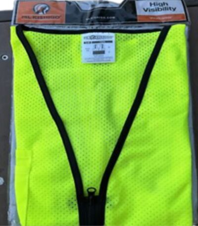 High‑visibility safety vest — reflective tape and breathable fabric for day/night site visibility.