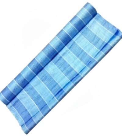 Heavy-duty blue and white canvas roll.
