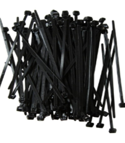 Black nylon cable tie 100MM — strong locking head for cables and hoses.